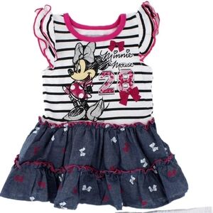 Disney Baby Girls' Minnie Mouse Screenprint Chambray Dress Size 6 NWOT